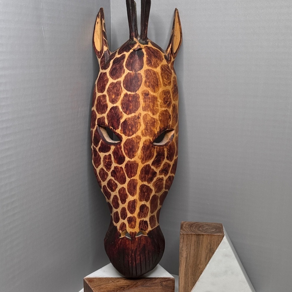 Vintage Estate Handcrafted Giraffe Mask Wall Art 15"